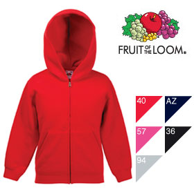 Детская толстовка на молнии с капюшоном Fruit of the Loom Kids Hooded Sweat Jacket 280